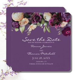 Save The Date Vintage Floral Lavande foncée violet Mariage