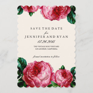 Save The Date Vintage Floral Rose Enregistrer la date