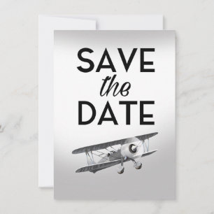 Save the Date Vintage Flugzeug Einladung
