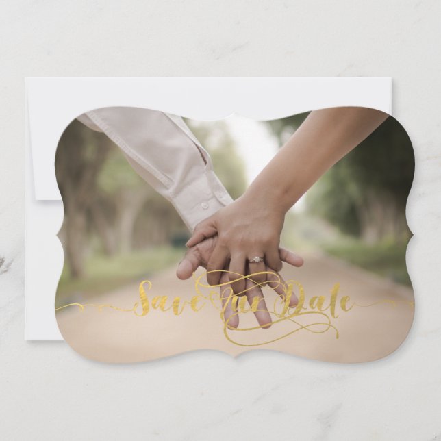 Save The Date Vintage Gold Foil Économisez notre date (Devant)