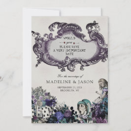 Save The Date Vintage Grey Dark Alice au pays des merveilles Mar