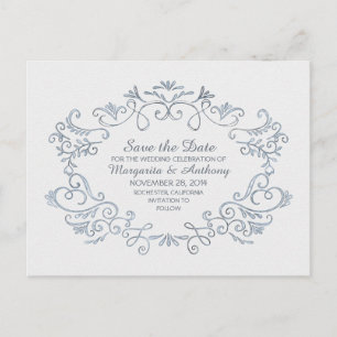 Save the Date Vintage, handgezeichnete Blumen Ankündigungspostkarte