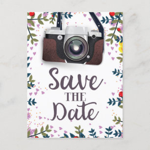 Save the Date Vintage Kamera Postkarte