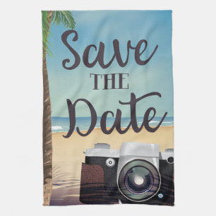 Save the Date Vintage Kamera und Strand Geschirrtuch