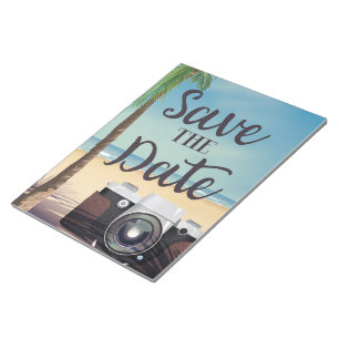Save the Date Vintage Kamera und Strand Notizblock