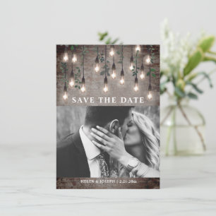 Save The Date Vintage Lights Mariage botanique en briques indust