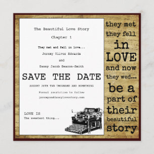 Save The Date Vintage Machine À Écrire Gay Enregistrer La Date