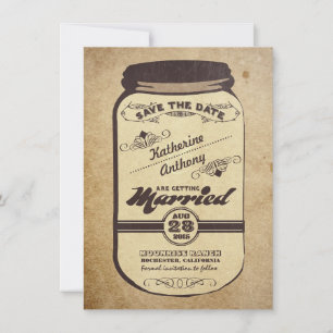 Save The Date vintage mason jar rustique enregistrer la date