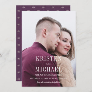 Save The Date. Vintage Musterplatten-Fotokarten Einladung