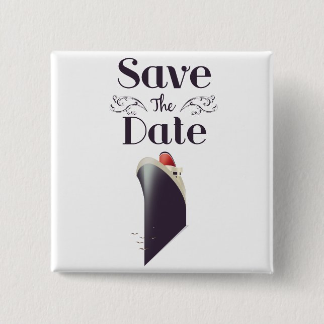 Save the Date Vintage Nautic-Einladung Button (Vorderseite)