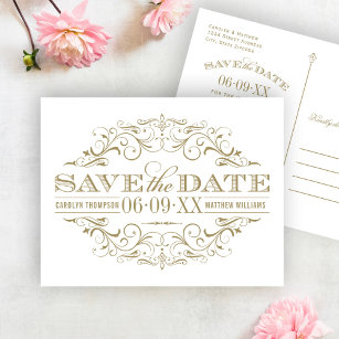 Save The Date Vintage or blanc fleurir Enregistrer la date