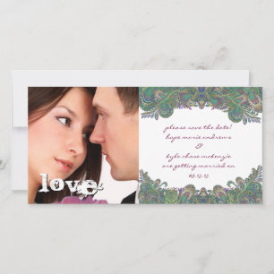 Save The Date Vintage Paisley Peacock Couleurs Enregistrer La Da