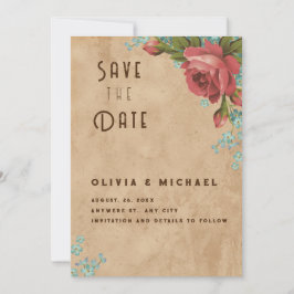 Save the Date Vintage Papierstapel Mitteilungskarte