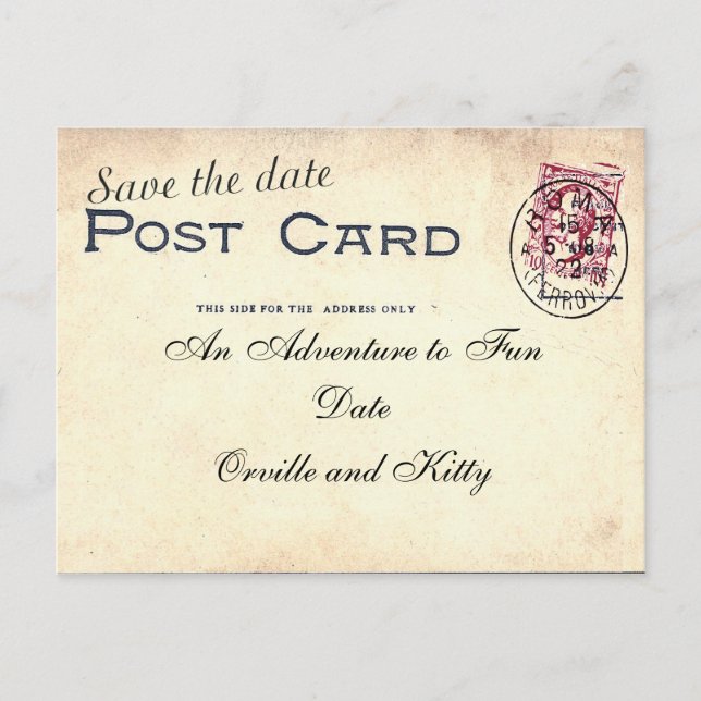 Save the Date Vintage Postkarte (Vorderseite)