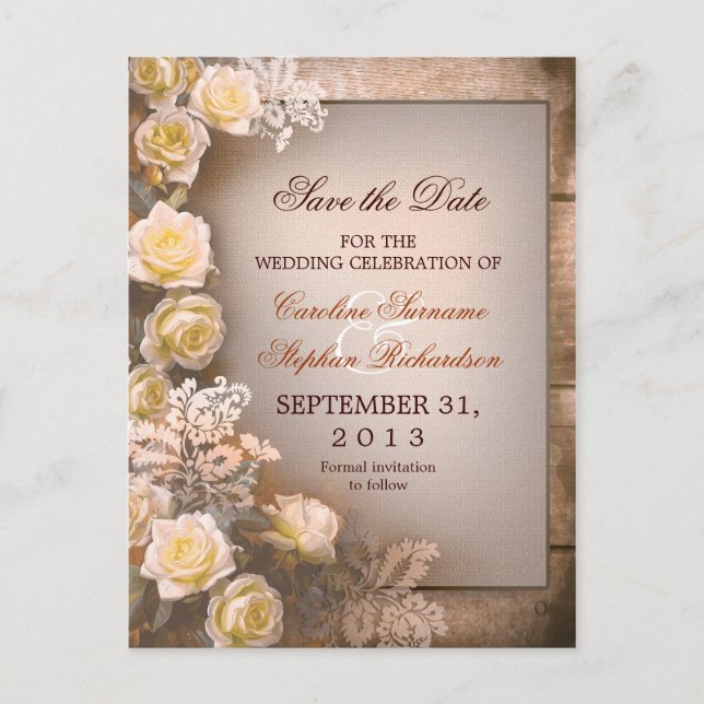 Save the Date Vintage Postkarten (Vorderseite)