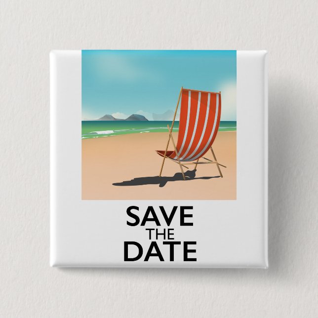 Save the Date Vintage Reiseplakat Button (Vorderseite)