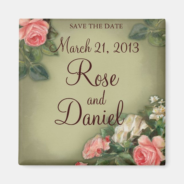Save the Date Vintage Rose Magnet (Vorne)