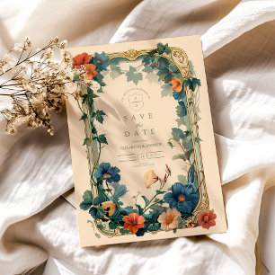 Save The Date Vintage  Sapphire Bloom Frame Mariage
