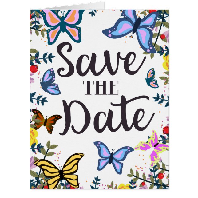 Save the Date Vintage Schmetterlinge. (Vorderseite)