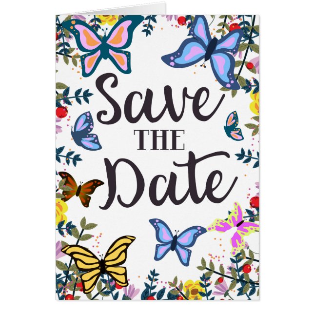 Save the Date Vintage Schmetterlinge. (Vorne)