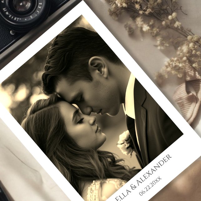 Save The Date Vintage Sepia Photo (Vintage Style Sepia Photo Overlay Save The Date)