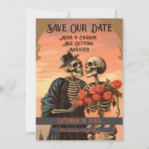 Save The Date Vintage Skeleton Couple Goth Halloween Enregistrer