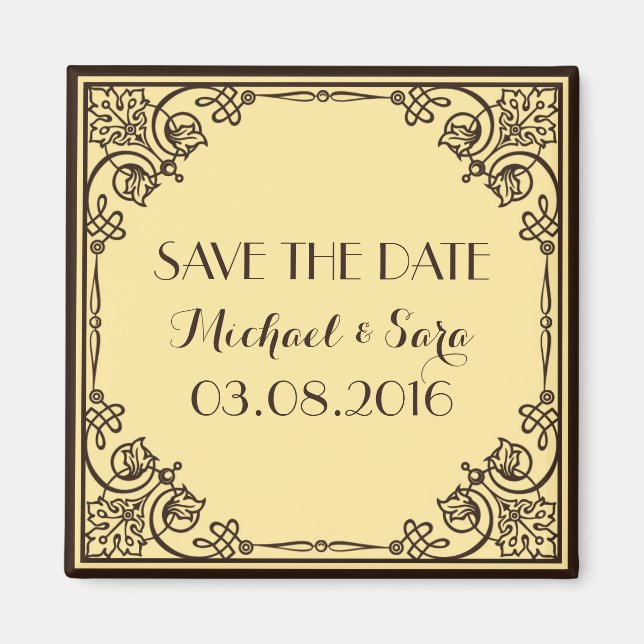 Save the Date Vintage Wedding Magnet (Vorne)