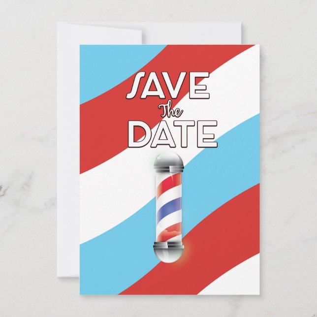 Save the Date Vintager Barberladen Einladung (Rückseite)