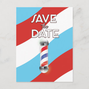 Save the Date Vintager Barberladen Postkarte