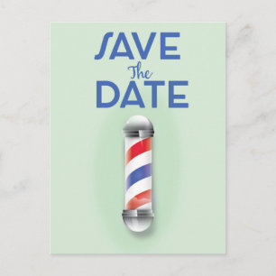 Save the Date Vintager Barberladen Postkarte