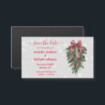 Save the Date Vintager Dekormagnet Magnetkarte<br><div class="desc">Hintergrund von freepik.com Save the Date Rote Handschrift,  Aquarellweihe Vintage Dekoration und Schneeflocken Magnetkarte</div>