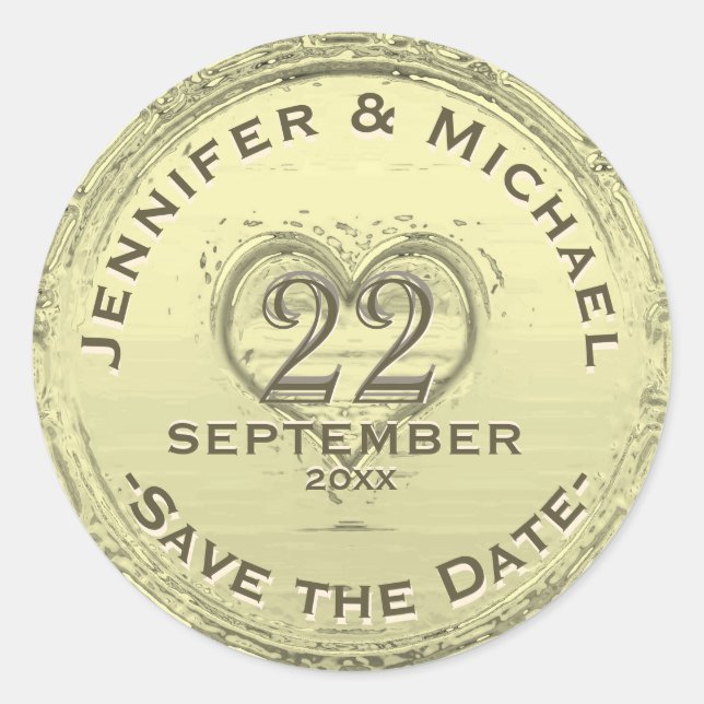 Save the Date - Vintager Fotolack Runder Aufkleber (Vorderseite)