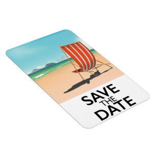 Save the Date Vintager Liegestuhl Magnet
