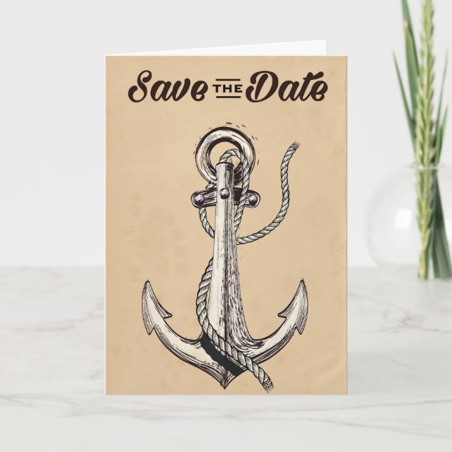 Save the Date Vintager Nautikanker (Vorderseite)