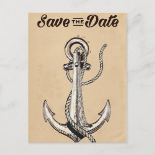 Save the Date Vintager Nautikanker Postkarte