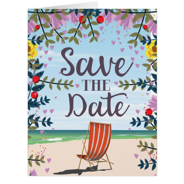 Save the Date Vintager Vintager Strand und Liegest (Vorderseite)