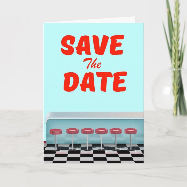 Save the Date Vintages amerikanisches Diner (Vorderseite)