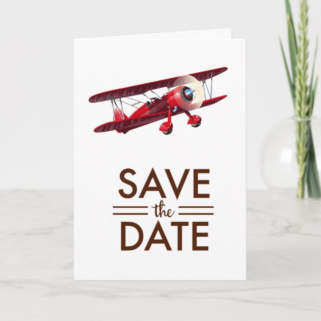 Save the Date Vintages bi-Flugzeug (Vorderseite)
