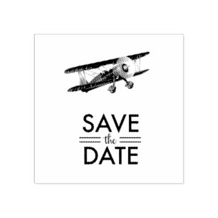 Save the Date Vintages bi-Flugzeug Gummistempel
