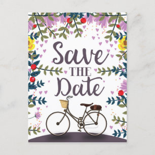 Save the Date Vintages Fahrrad Postkarte