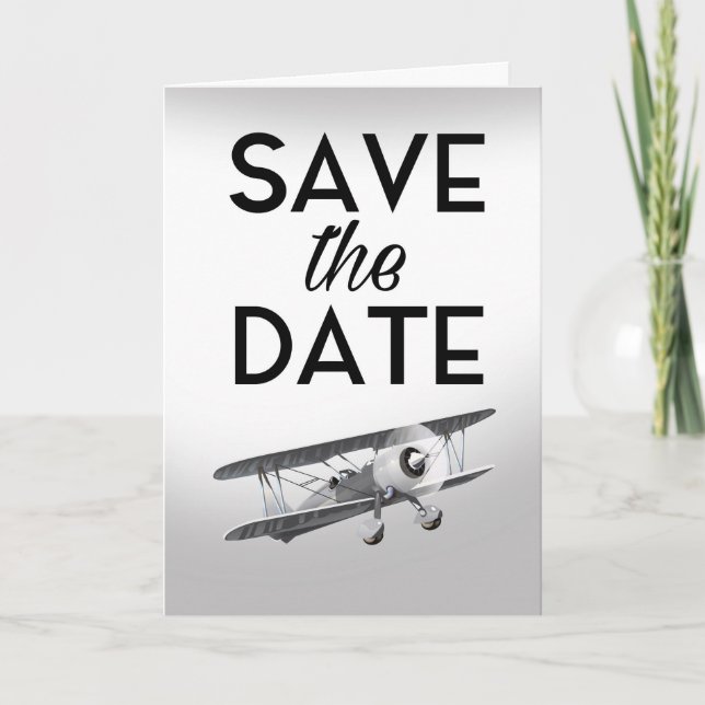 Save the Date Vintages Flugzeug (Vorderseite)