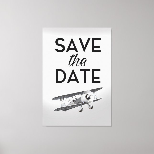 Save the Date Vintages Flugzeug Leinwanddruck (Vorderseite)