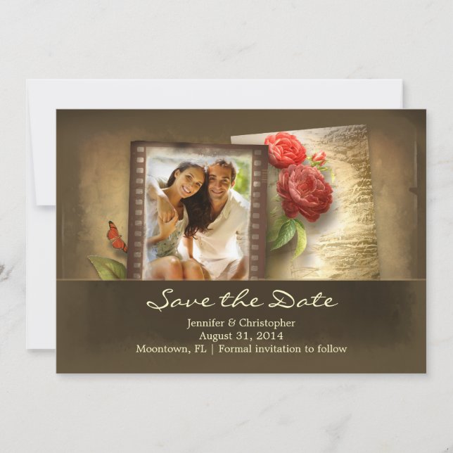 Save the Date Vintages Foto rustikale Einladungen (Vorderseite)