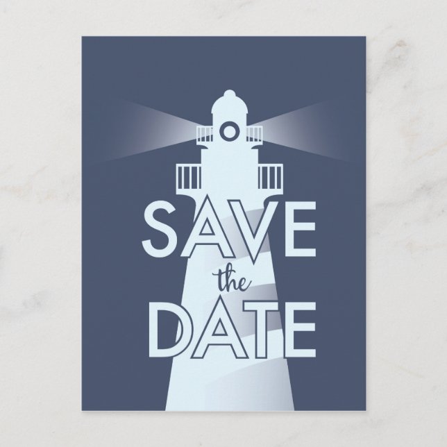 Save the Date Vintages Leuchtturm Postkarte (Vorderseite)