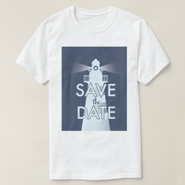 Save the Date Vintages Leuchtturm T-Shirt (Design vorne)