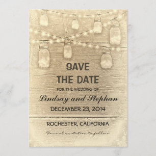 Save The Date vintages pots de mason rustique enregistrer la car