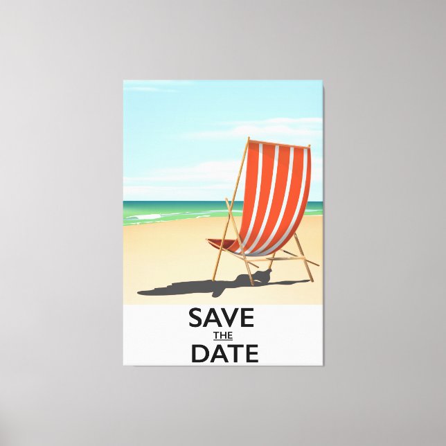 Save the Date Vintages Strandposter Leinwanddruck (Vorderseite)