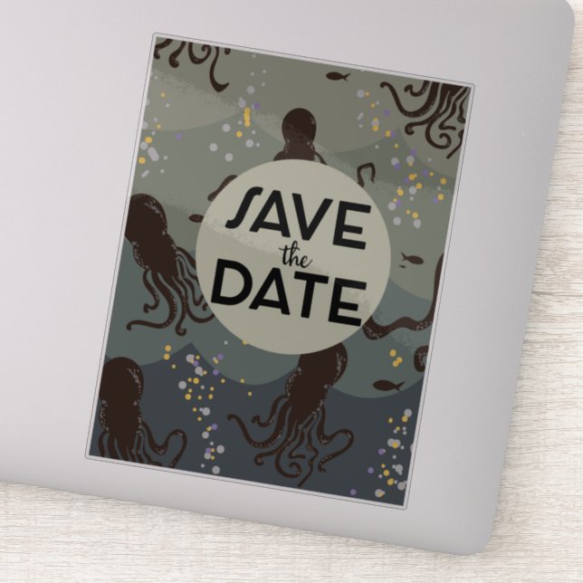 Save the Date Vintages Unterwasser Aufkleber (Detail)