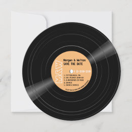 Save The Date Vinyl Record Monogramme Retro