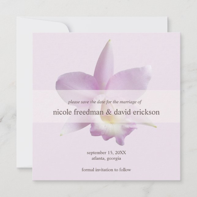 Save The Date Violet de fleur d'orchidée mariage moderne enregis (Devant)